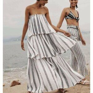 LemLem Tigist Tier Dress - Midnight and White - Size Small BNWT